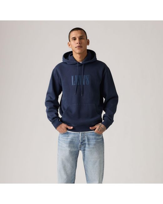 Levi's Blue Relaxed Graphic Hoodie for men