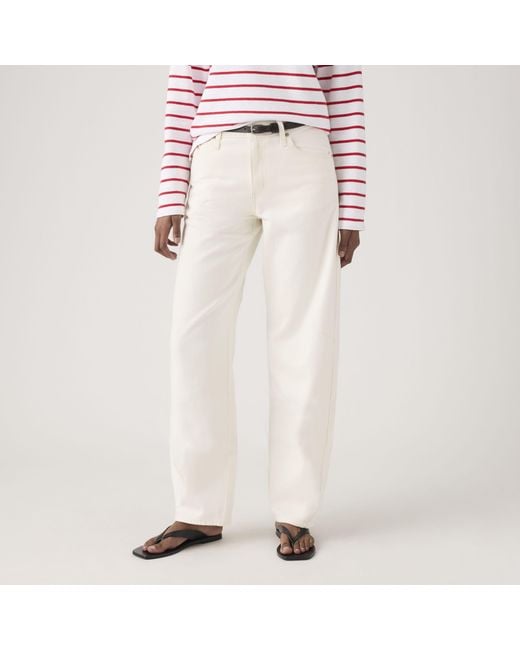 Levi's White Baggy Dad Barrel Lightweight Jeans