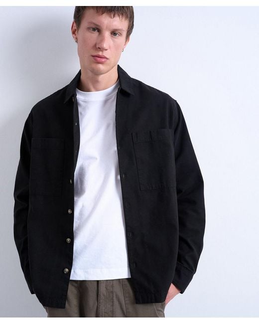 Topman Black Twill Overshirt for men