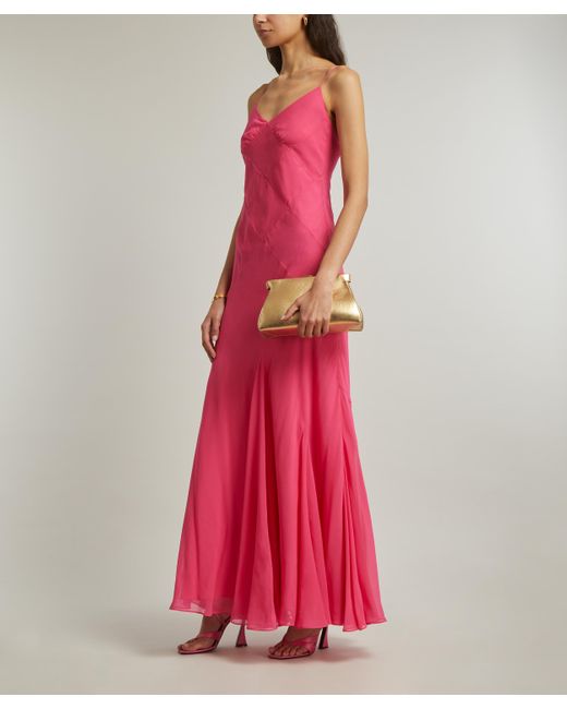 Saloni Women's Cameron Honeysuckle Pink Strappy Dress 8