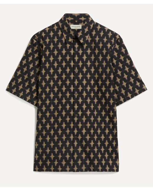 Dries Van Noten Black Mens Short Sleeve Printed Shirt 38/48 for men