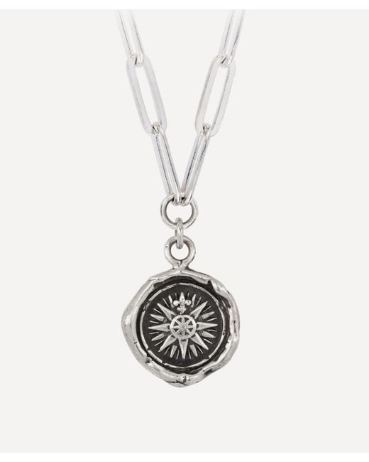 Pyrrha White Sterling Silver Direction Pendant Necklace One Size