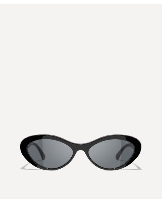 Chanel White Women's Oval Acetate Sunglasses One Size