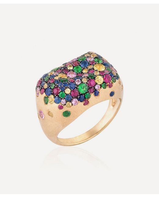 Nada Ghazal Blue 18Ct Baby Malak Rectangle Bonbon Ring