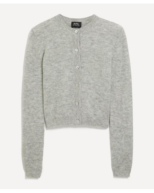 A.P.C. Gray A. P.C. Millie Brushed Knit Cardigan Heathered Light