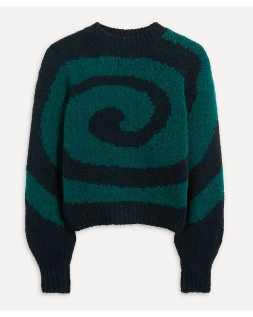 Wool Twister Swirl Intarsia Knit Jumper 