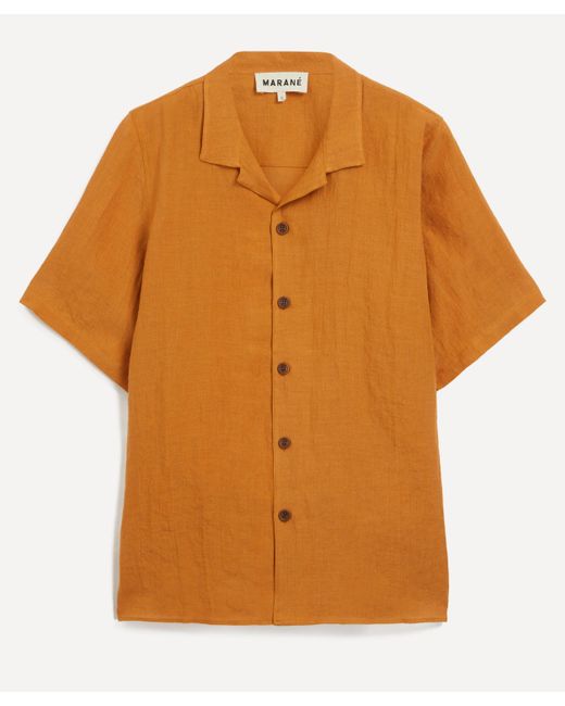 Marane Mens Orange Camp Collar Linen Shirt for men