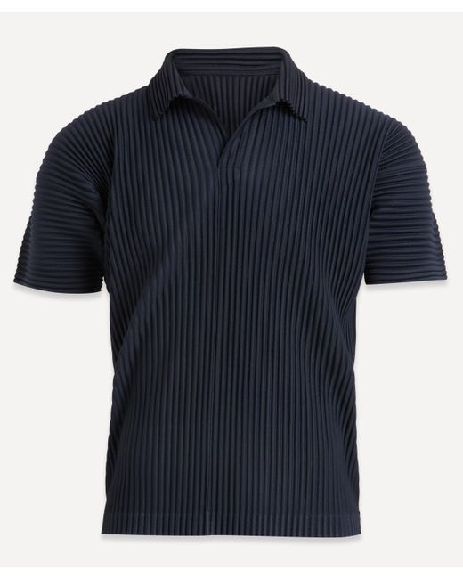 Homme Plissé Issey Miyake Blue Mens Pleated Polo Shirt 2 for men