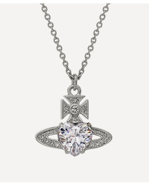 Vivienne Westwood White Platinum-Tone Ariella Pendant Necklace