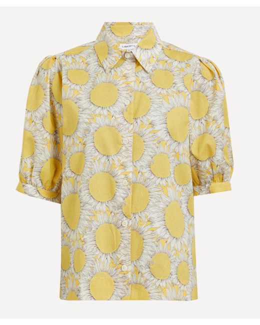 Liberty Yellow Women's Hello Sunshine Tana Lawn Cotton Puff-sleeve Shirt Xxl