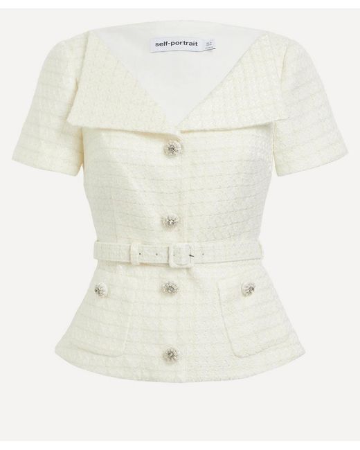 Self-Portrait White Boucle Top