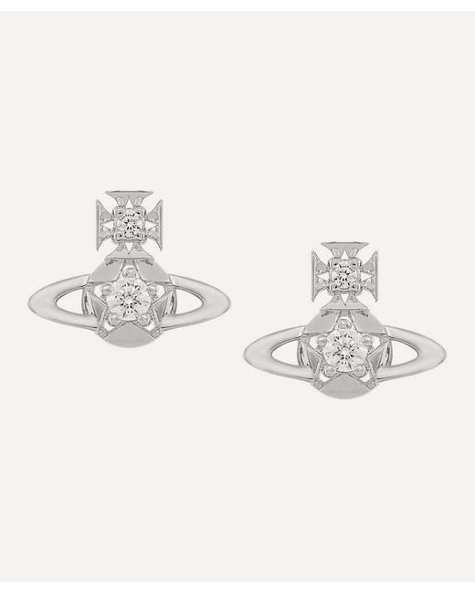 Vivienne Westwood Metallic Platinum-Tone Lee Stud Earrings