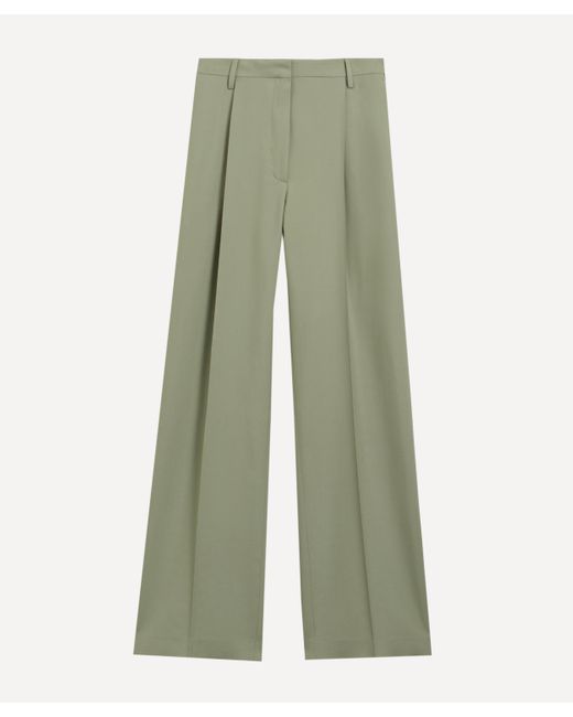 Dries Van Noten Green Women's Pleated Tuxedo Trousers 8
