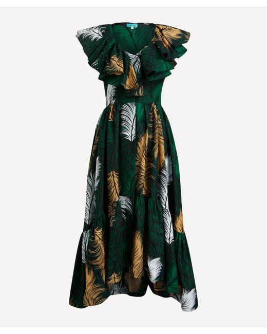 Sika Women's Kimberly Green Gold Leaf Dress 16