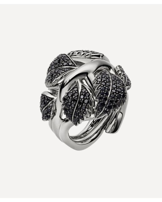 Shaun Leane Sterling Silver Blackthorn Leaf And Black Spinel Band Ring ...