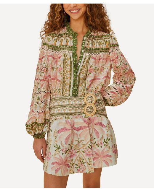 Farm Rio Brown Off- Palm Dream Blouse