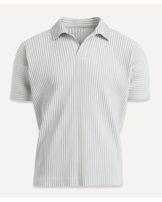 Homme Plissé Issey Miyake White Mens Pleated Polo Shirt 2 for men