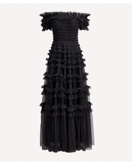 Needle & Thread Black Women's Lisette Ruffle Gown