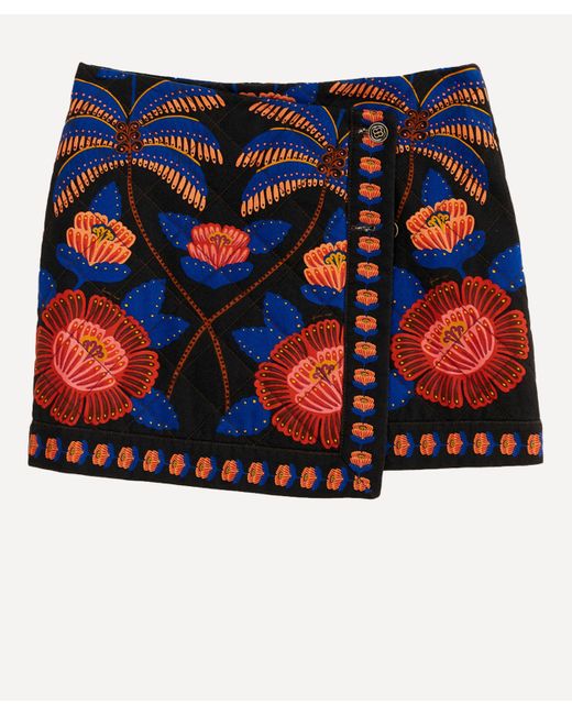 Farm Rio Blue Women's Black Living Bloom Mini-skirt