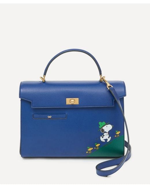 Anya Hindmarch Blue X Peanuts Snoopy Mortimer Top Handle Bag