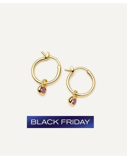 Missoma Blue 18Ct-Plated Vermeil February Birthstone Mini Charm Hoop Earrings