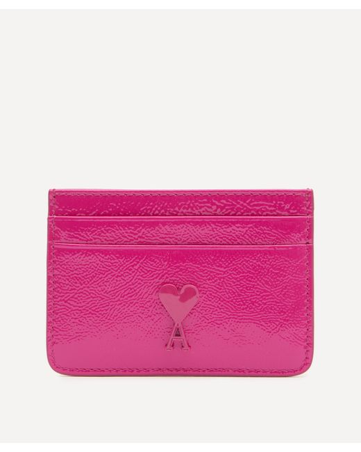 AMI Pink Women's Patent Leather Card Holder