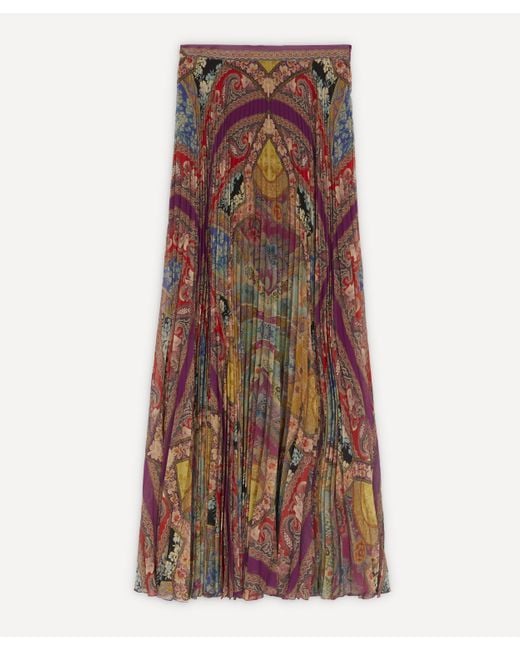 Etro Multicolor Pleated Floral Maxi-skirt