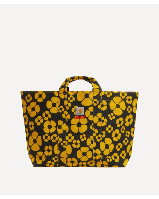 Marni Yellow Women's Floral Shopper Bag One Size