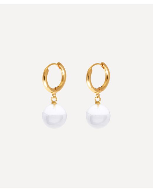 Shyla White Gold-plated Rochelle Glass Ball Huggie Hoop Earrings One