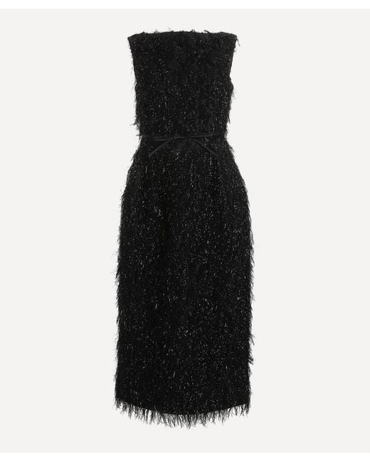 Erdem Black Sleeveless Tweed Midi Pencil Dress