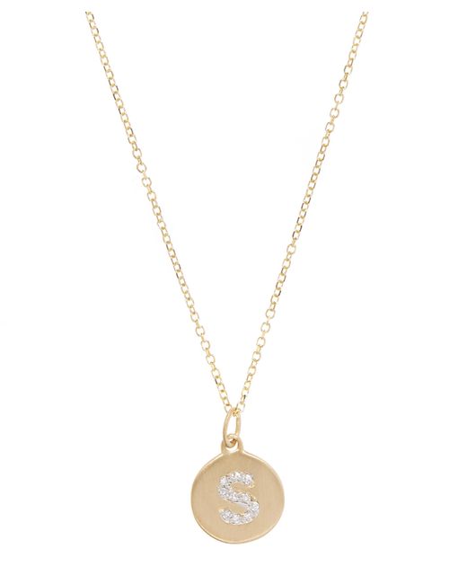 KC Designs Metallic Gold And Diamond Letter S Disc Pendant Necklace