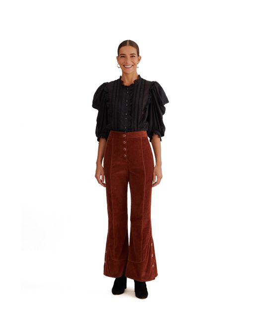 Farm Rio Red Women's Brown Flare Trousers