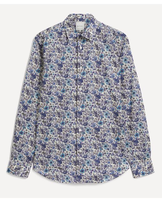 Paul Smith Blue Mens Tailored-fit Liberty Floral Shirt 16 for men