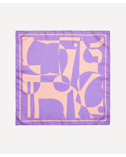 Liberty Purple Letters Abstract 45x45 Silk Twill Scarf
