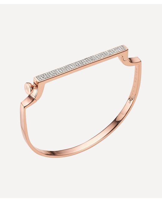 Monica Vinader Pink Rose Gold Plated Vermeil Silver Signature Small Thin Diamond Bangle