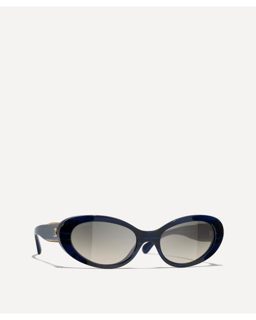 Chanel Blue Women's Oval Sunglasses One Size
