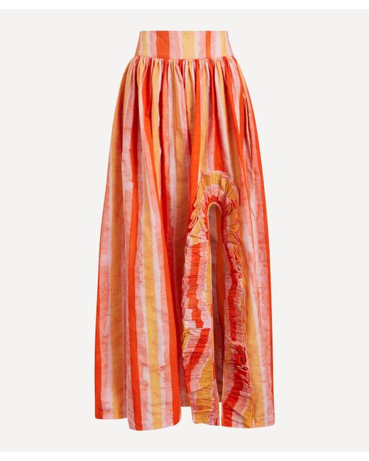 Sika Orange Women's Aneesa Red Striped Skirt 12