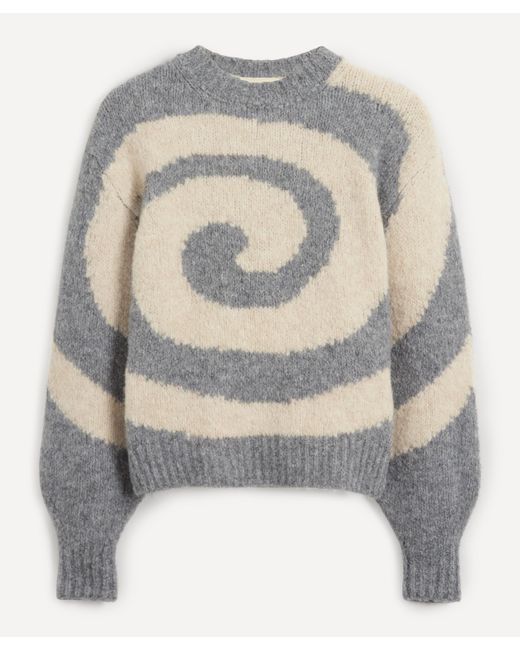 Wool Twister Swirl Intarsia Knit Jumper 