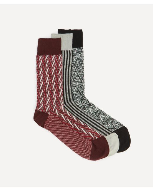 Missoni Red Mens Three-pack Socks for men