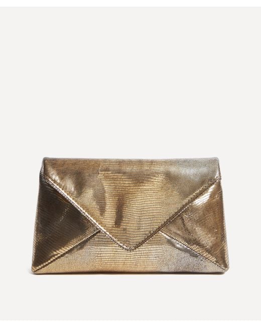 Dries Van Noten Natural Women's Metallic Leather Envelope Clutch Bag One Size