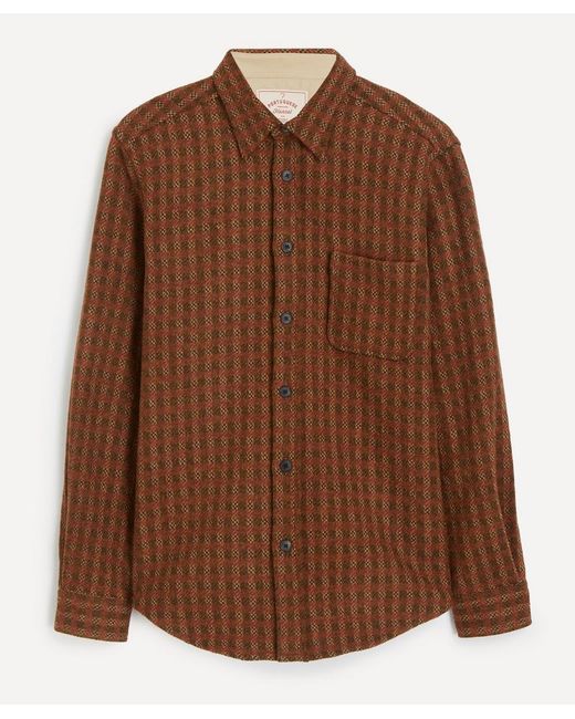 Portuguese Flannel Brown Merino Wool Tweed Shirt for men