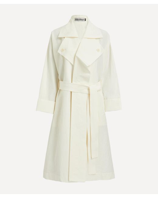 Pleats Please Issey Miyake Natural Women's Shaped Membrane Linen-blend Trench Coat 2