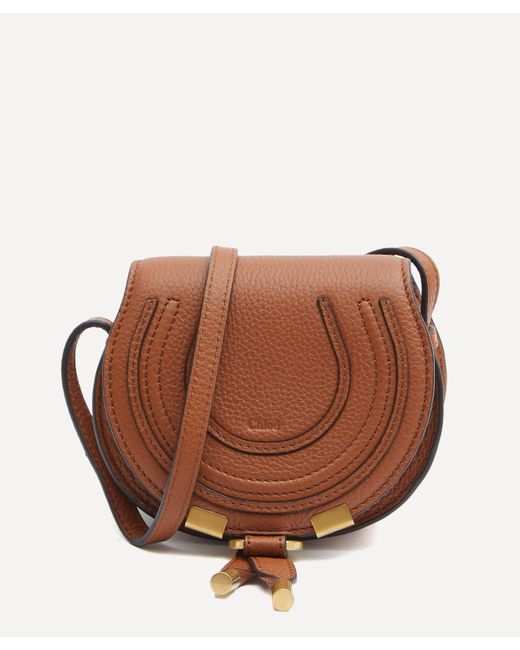 Chloé Leather Marcie Nano Saddle Bag in Tan (Natural) | Lyst