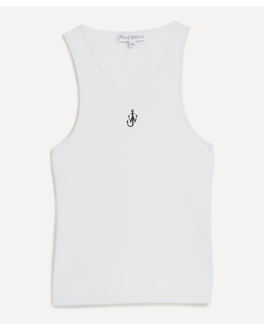 J.W. Anderson White Women's Anchor Embroidery Tank Top Xl