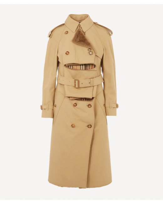 Burberry Natural Deconstructed Shearling Trench Coat