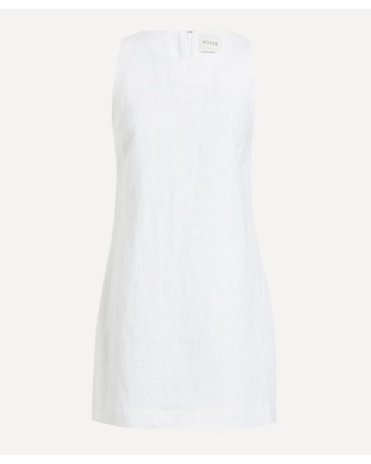 Posse White Ellen Linen Mini Dress