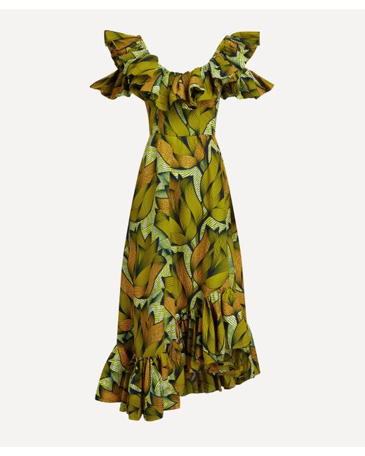 Sika Women's Robin Green Yellow Leaf Dress 10