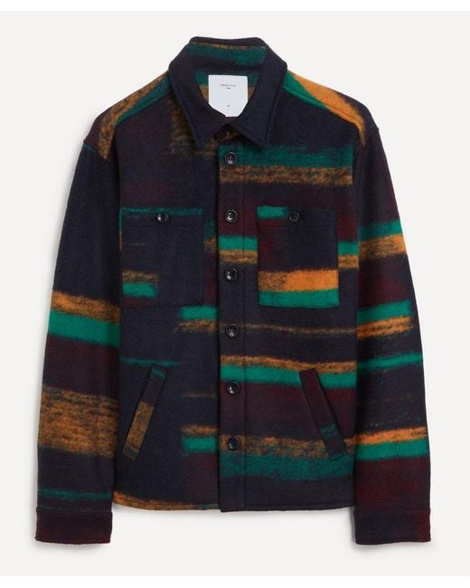 Percival Black Lacquer Stripe Blanket Overshirt for men