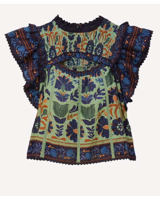 Farm Rio Blue The Ocean Tapestry Top From Rio De Janeiro-based Label Brings Some Brazilian Vivacity To Your New-season Edit.