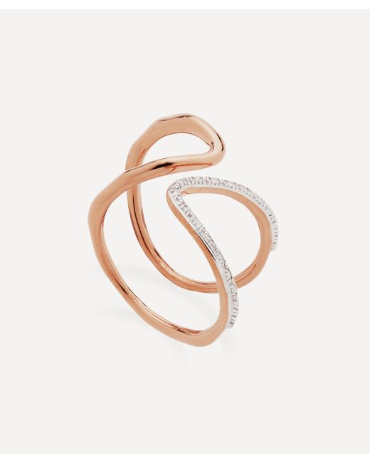 Monica Vinader Metallic 18ct Rose Gold Plated Vermeil Silver Riva Open Wrap Ring